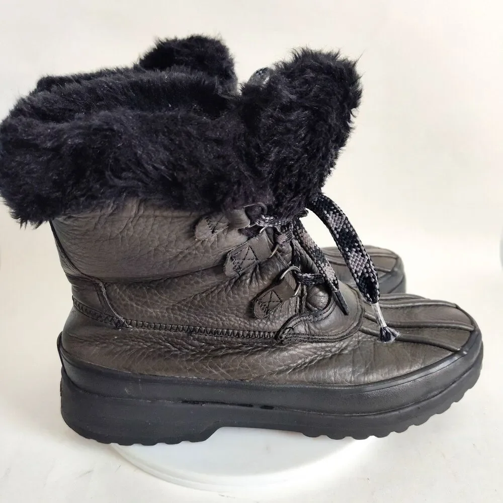Sperry Winter Boots Olive‎ Green Leather Rubber Size 9 Insulated Maritime Fur